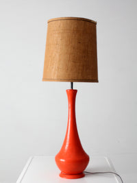 mid-century orange ceramic table lamp