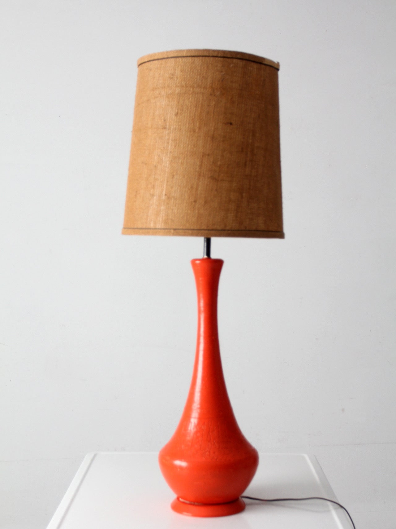 mid-century orange ceramic table lamp