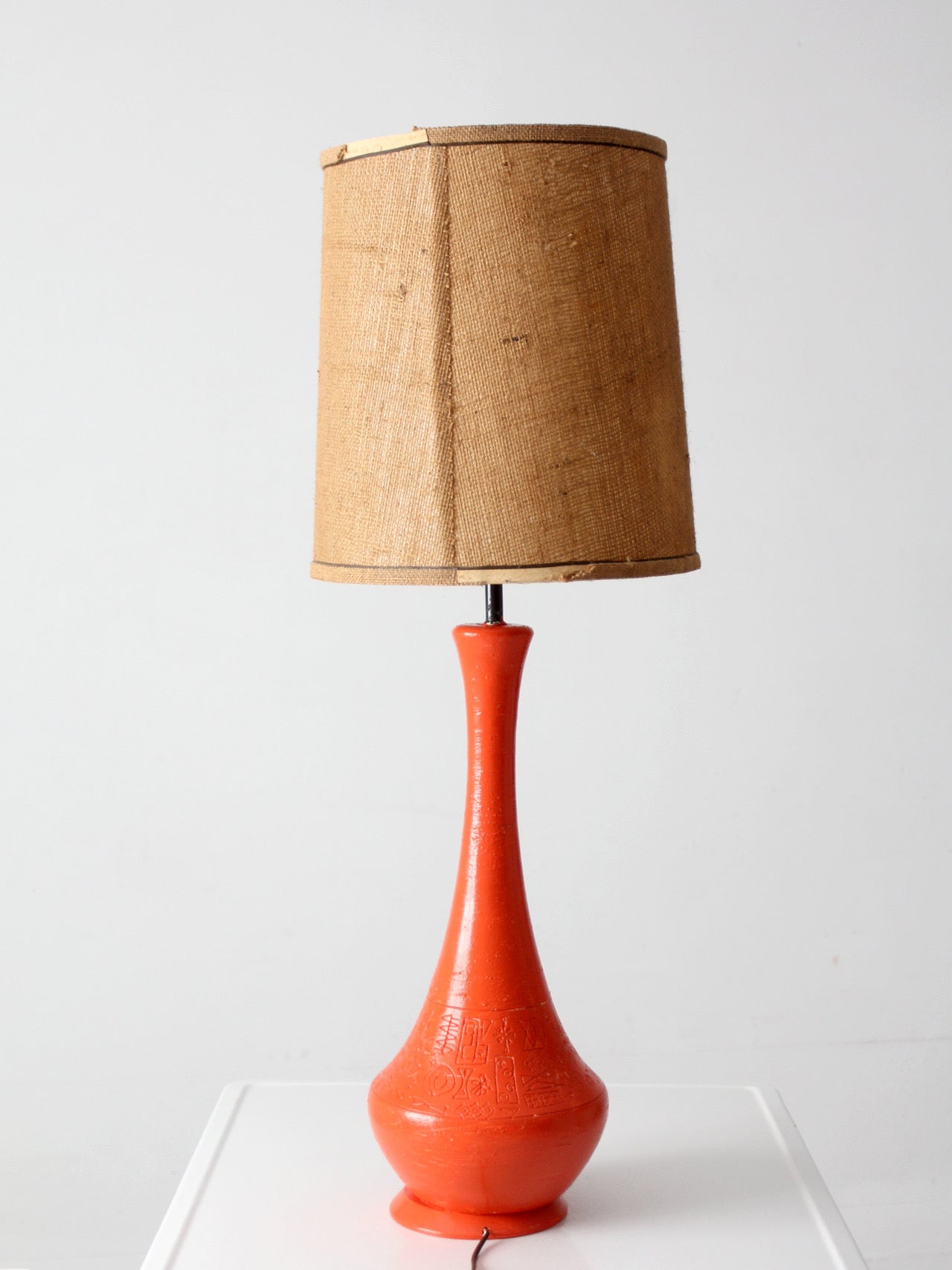 mid-century orange ceramic table lamp