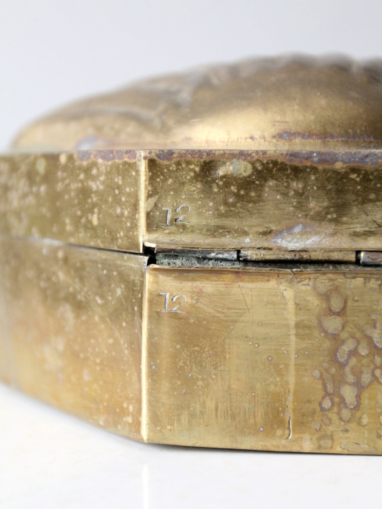 mid-century brass seashell shaped box