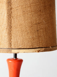 mid-century orange ceramic table lamp