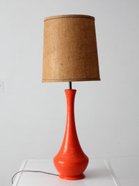 mid-century orange ceramic table lamp