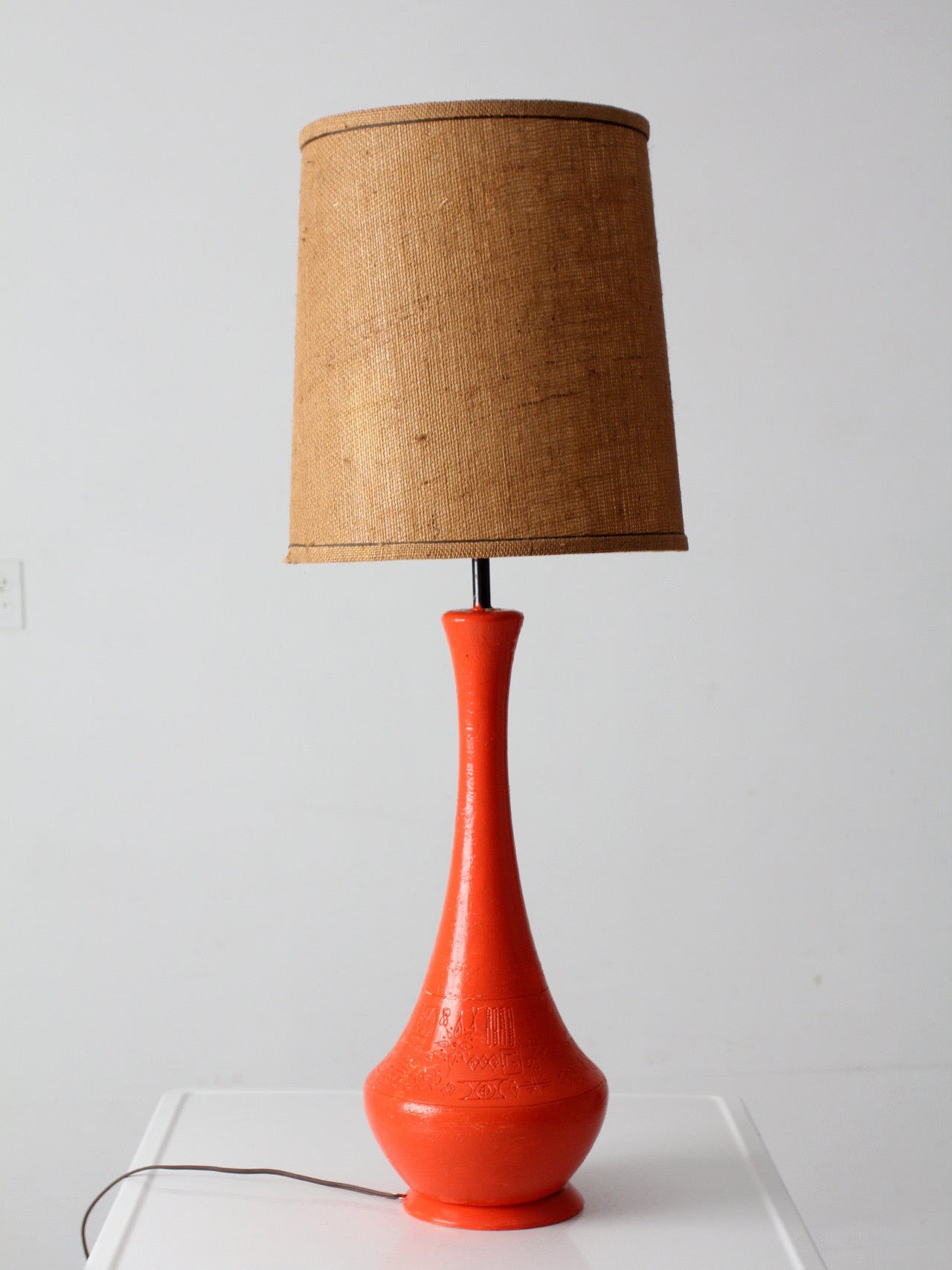mid-century orange ceramic table lamp