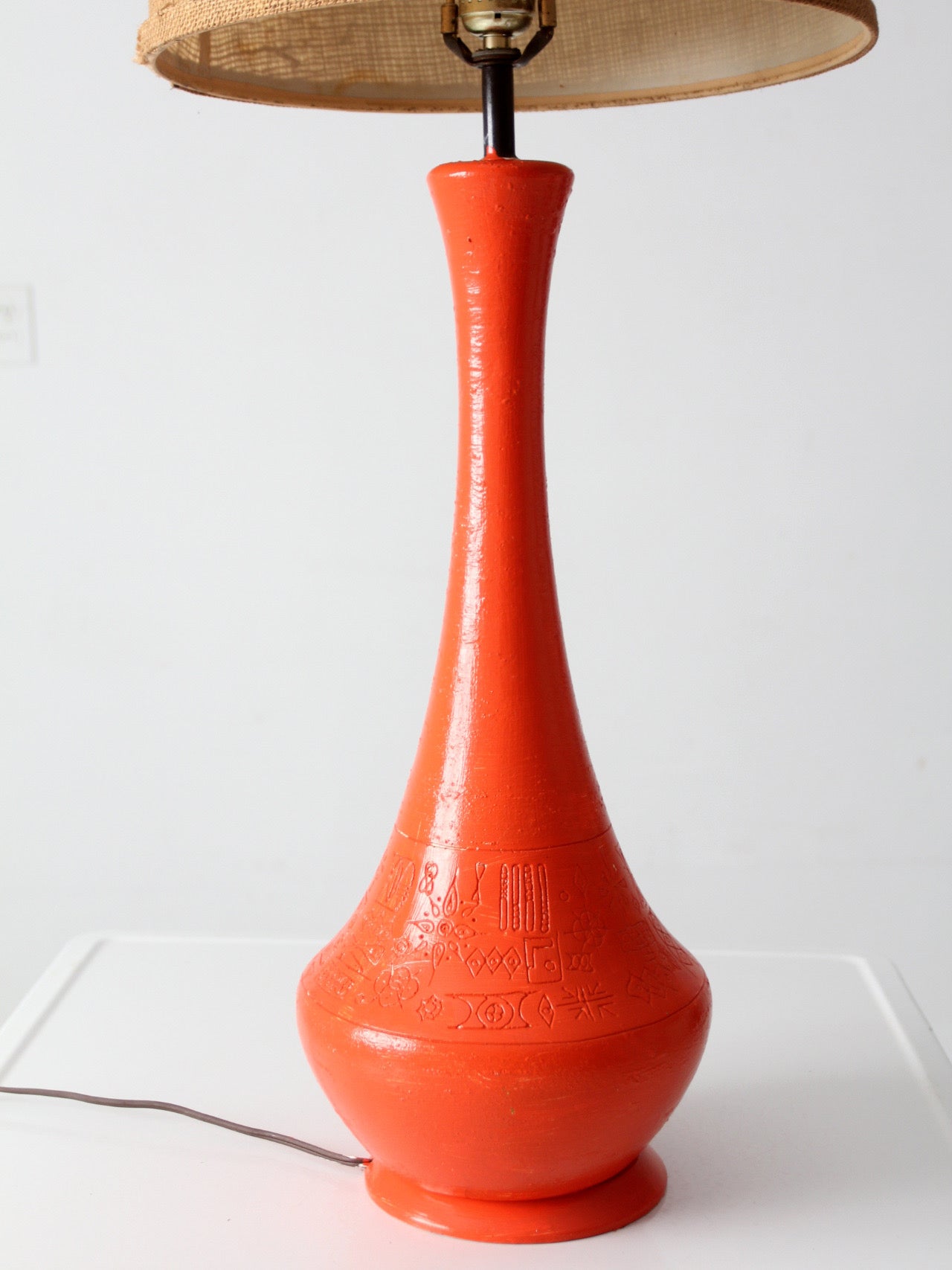 mid-century orange ceramic table lamp