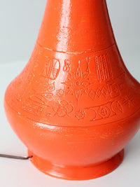 mid-century orange ceramic table lamp