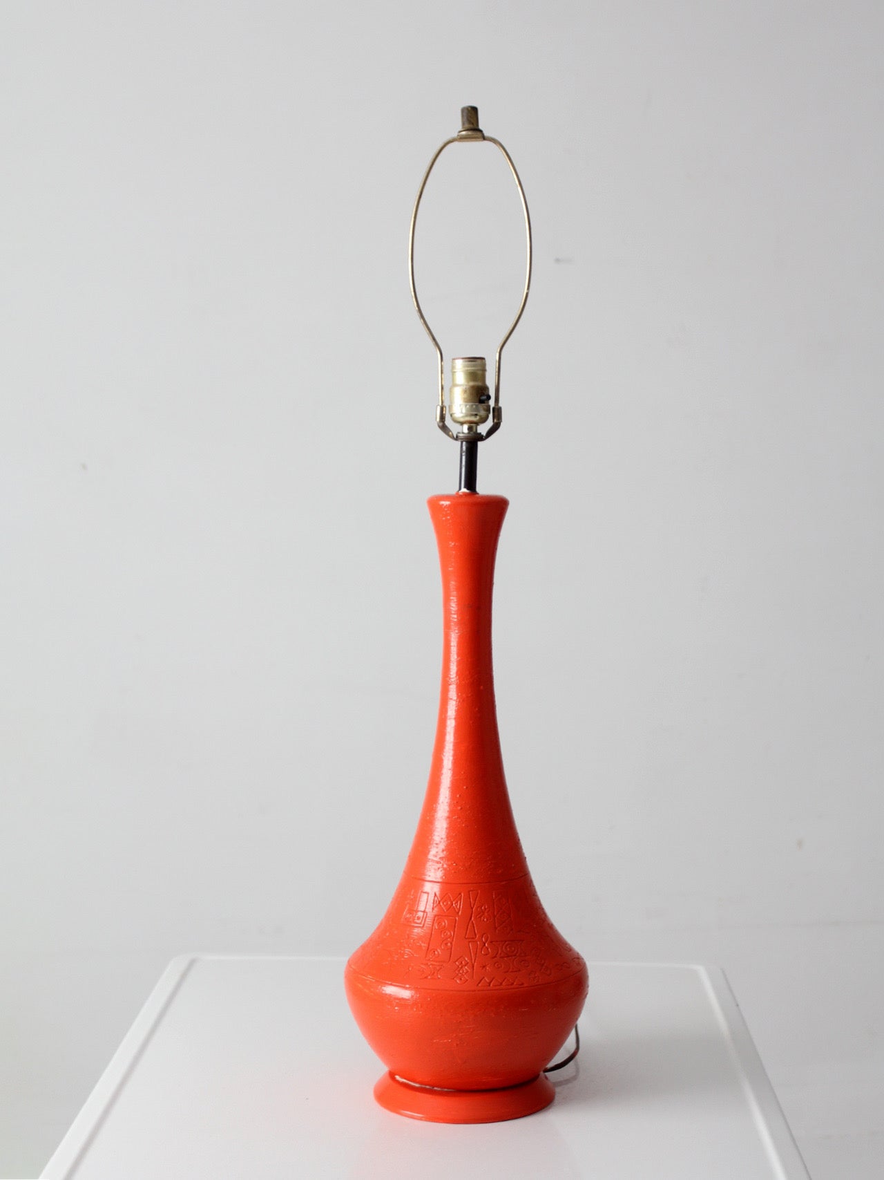 mid-century orange ceramic table lamp