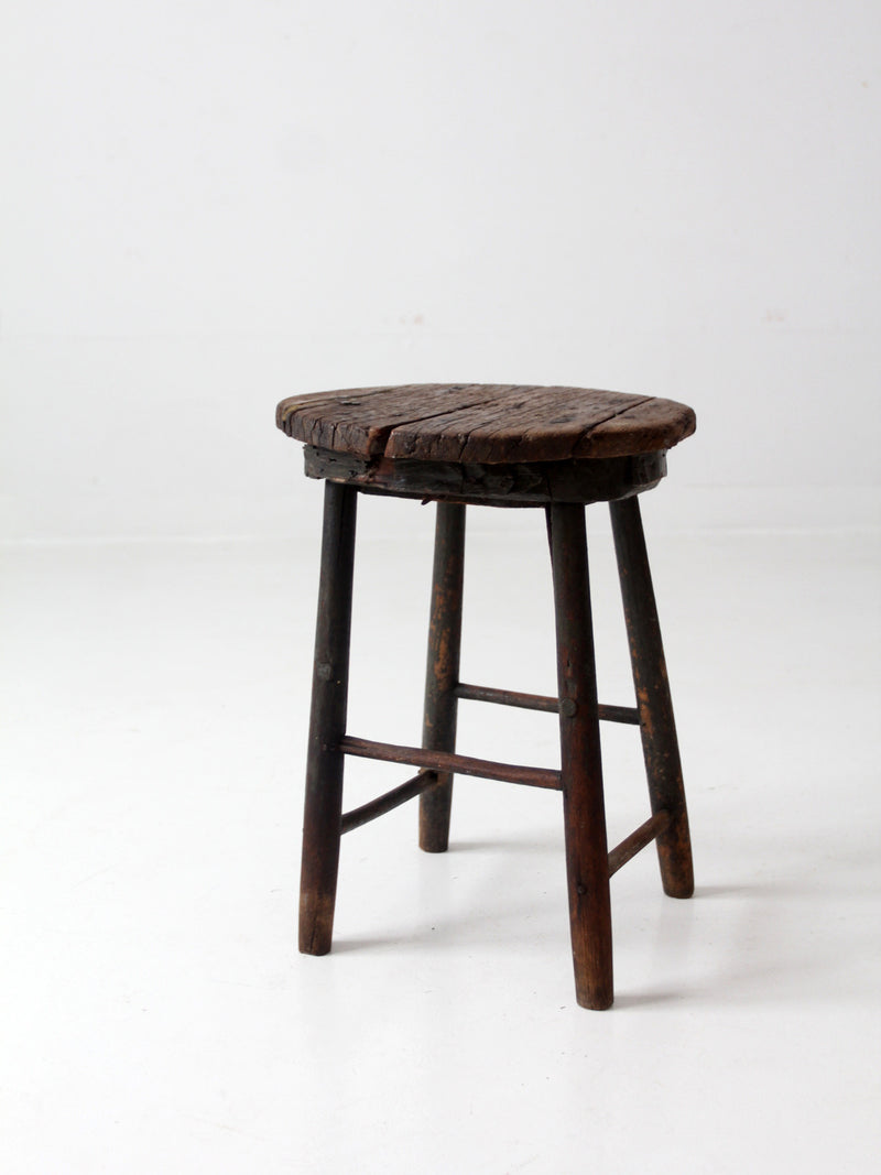 antique primitive wood stool