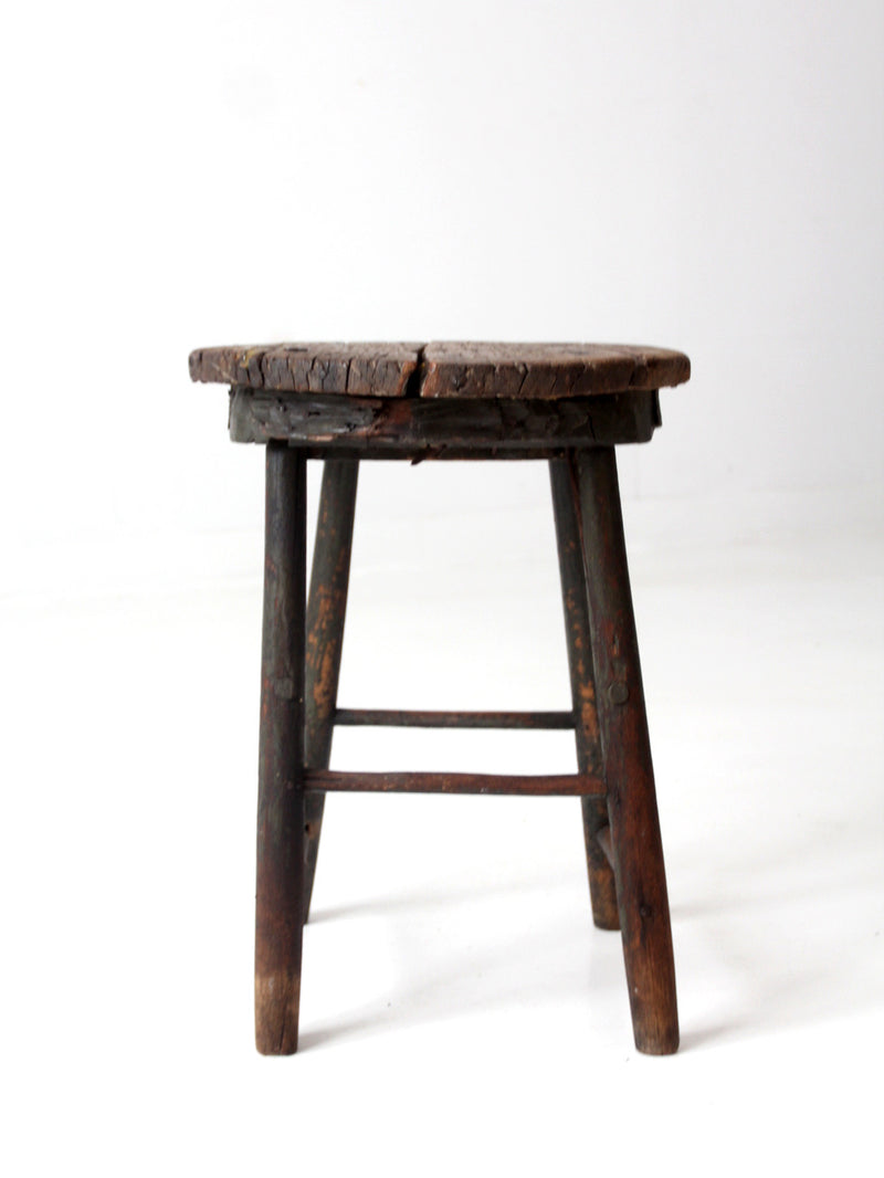 antique primitive wood stool