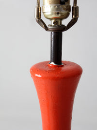 mid-century orange ceramic table lamp