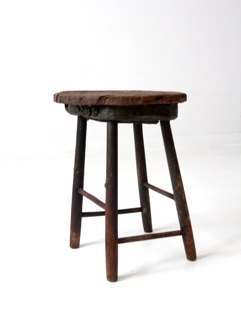 antique primitive wood stool