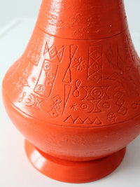 mid-century orange ceramic table lamp