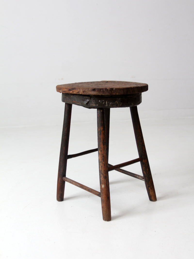 antique primitive wood stool