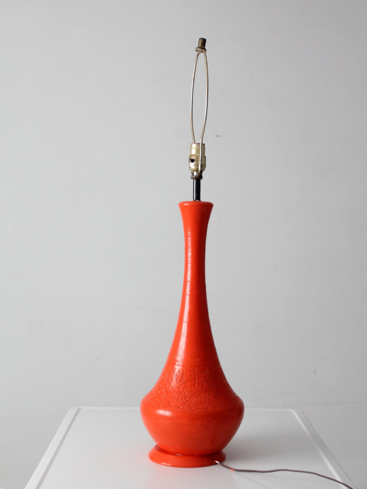 mid-century orange ceramic table lamp