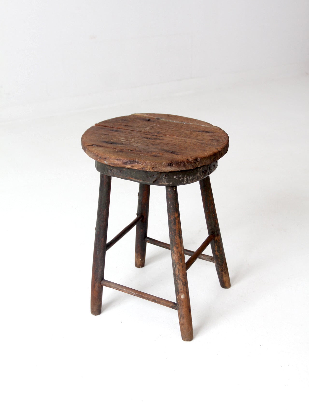 antique primitive wood stool