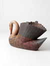 vintage carved wooden swan