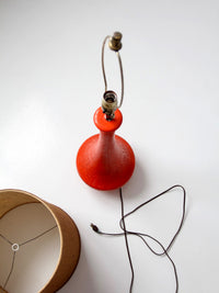 mid-century orange ceramic table lamp