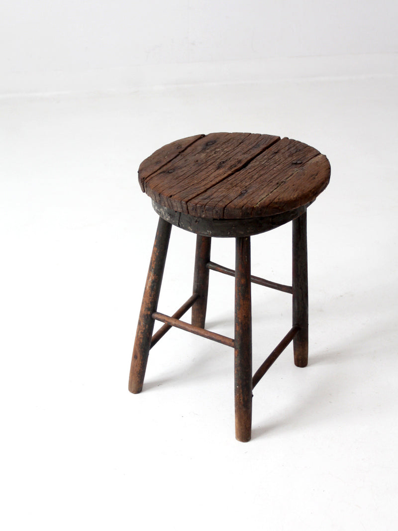 antique primitive wood stool