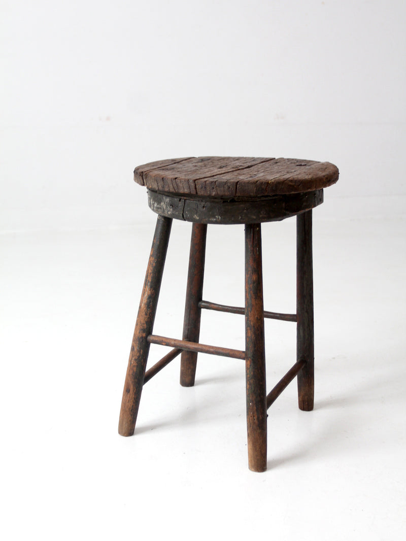 antique primitive wood stool