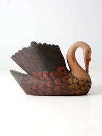 vintage carved wooden swan