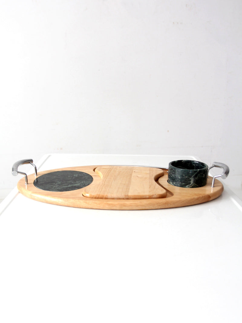 vintage wood and marble cheese board