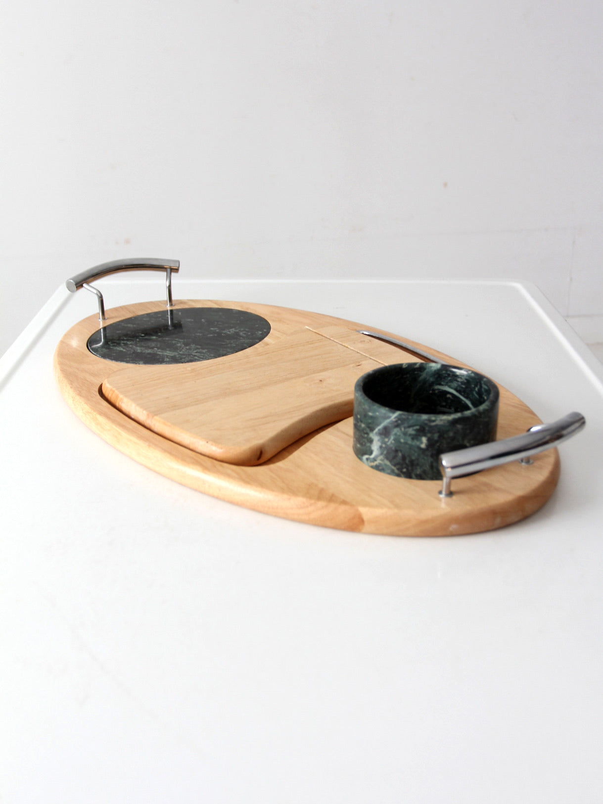 vintage wood and marble cheese board