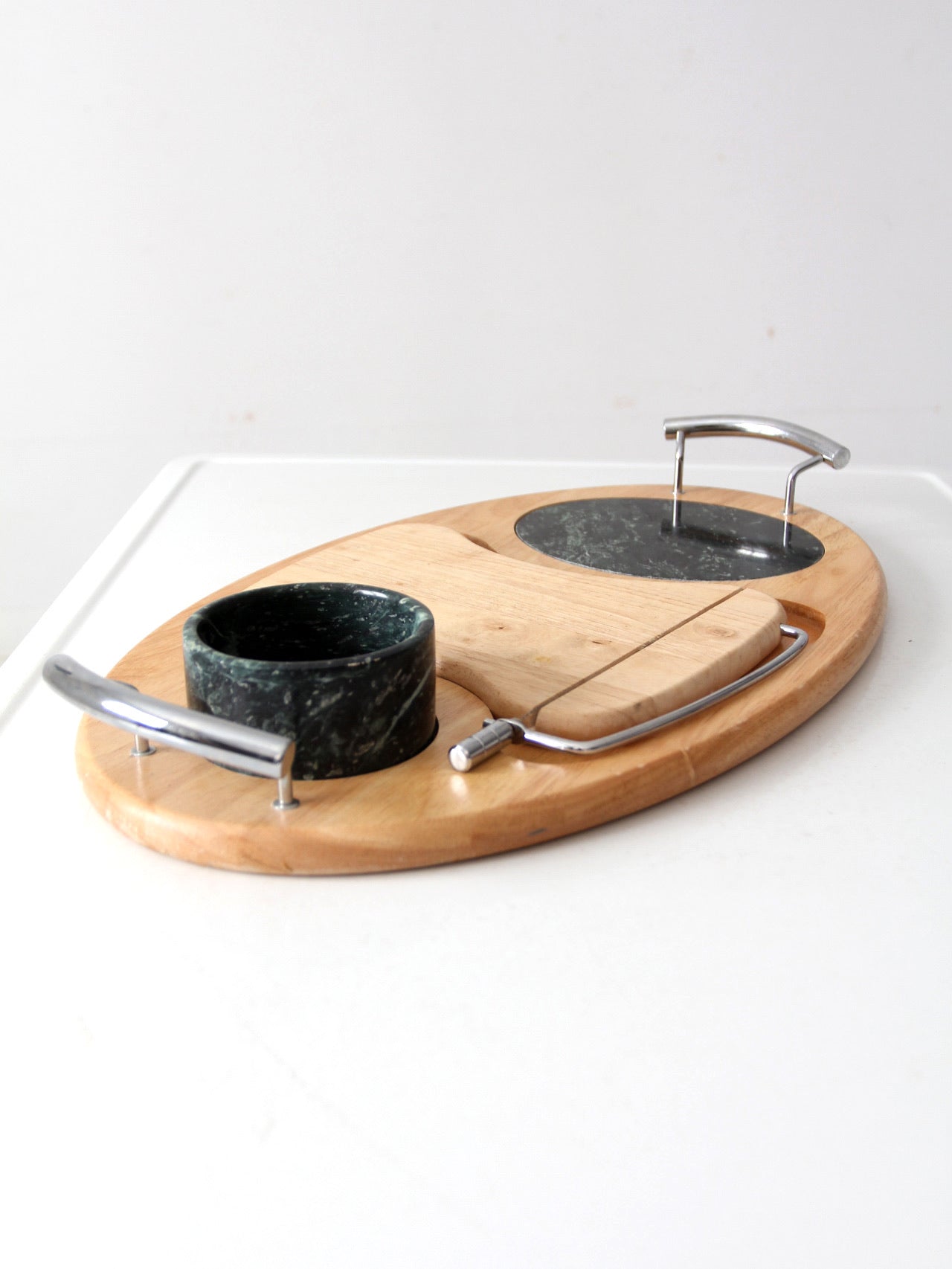 vintage wood and marble cheese board