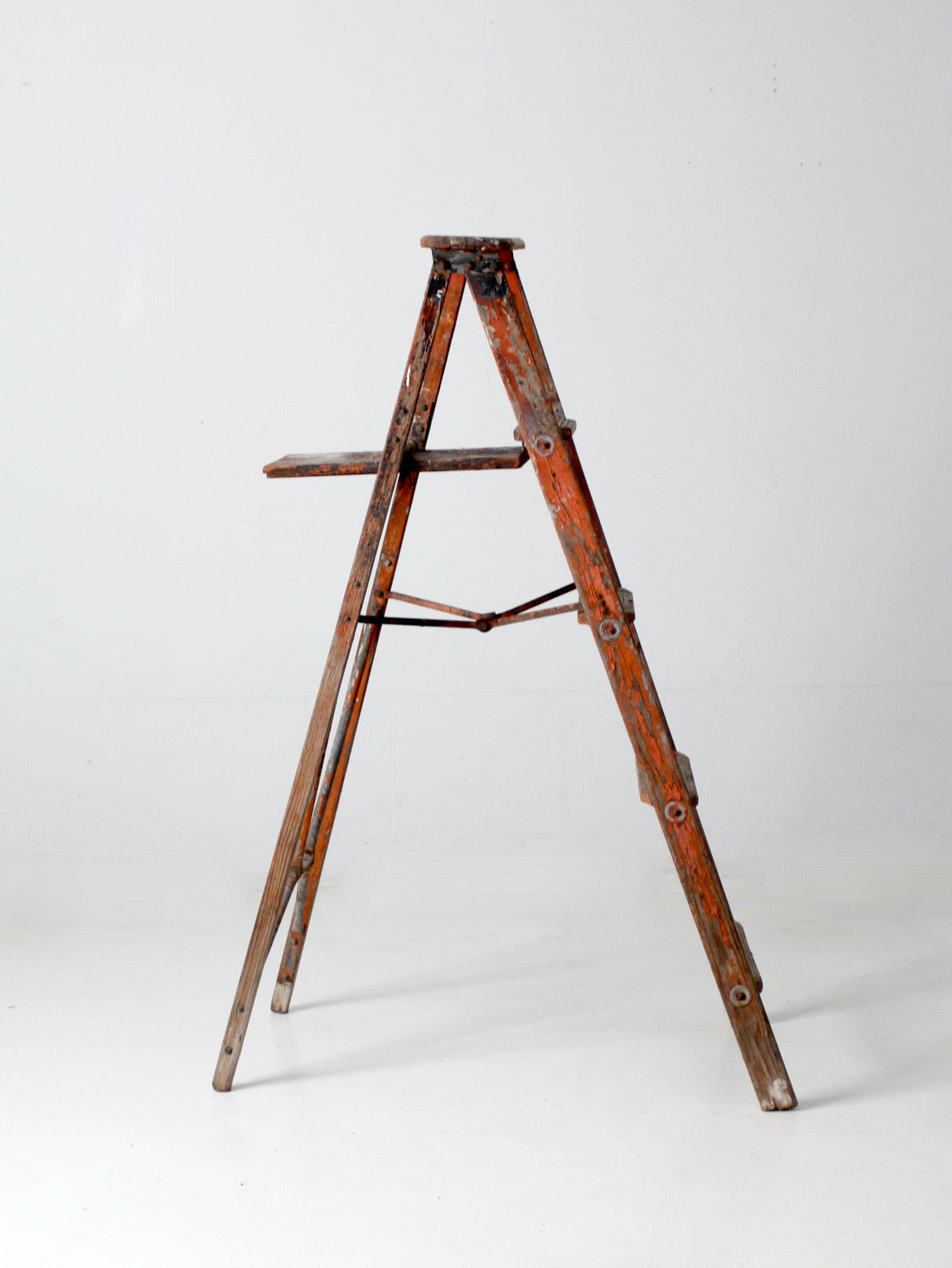 antique painter's wooden folding ladder