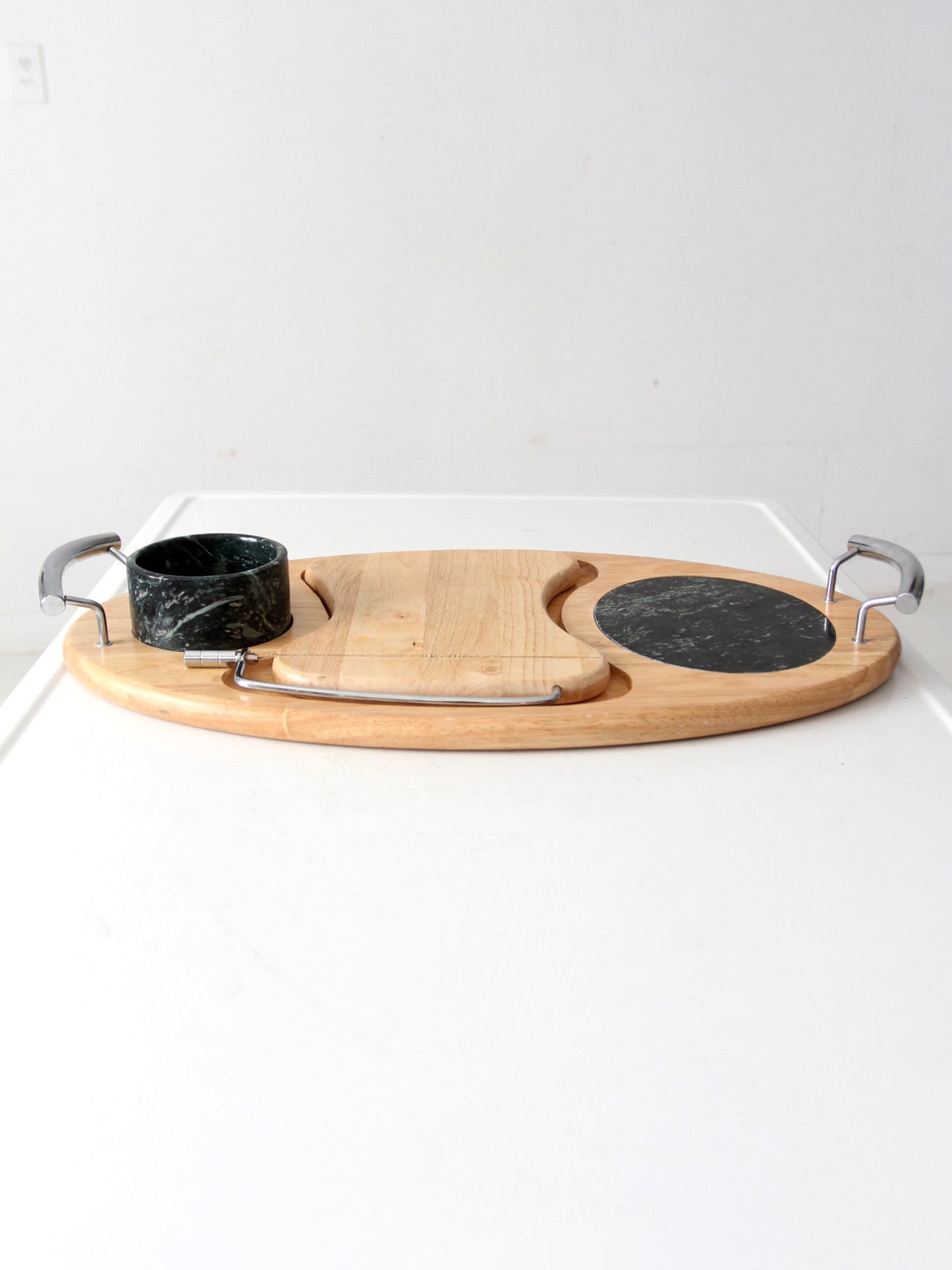 vintage wood and marble cheese board