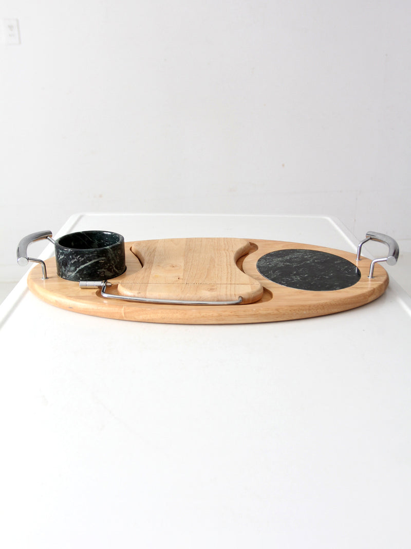 vintage wood and marble cheese board