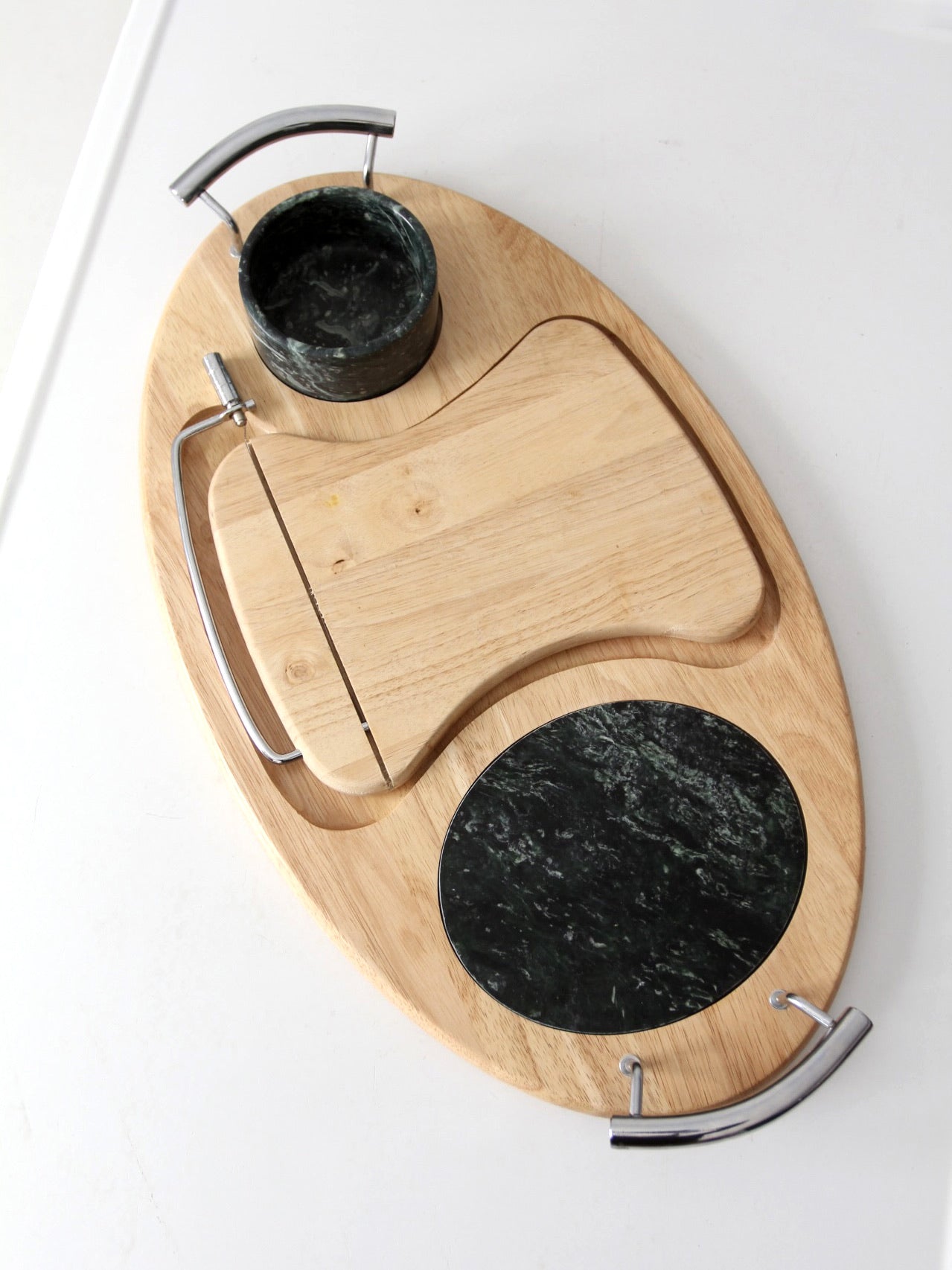 vintage wood and marble cheese board