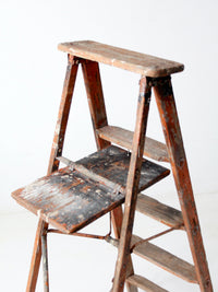 antique painter's wooden folding ladder