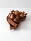 mid-century monkey pod wood fruit and bowl
