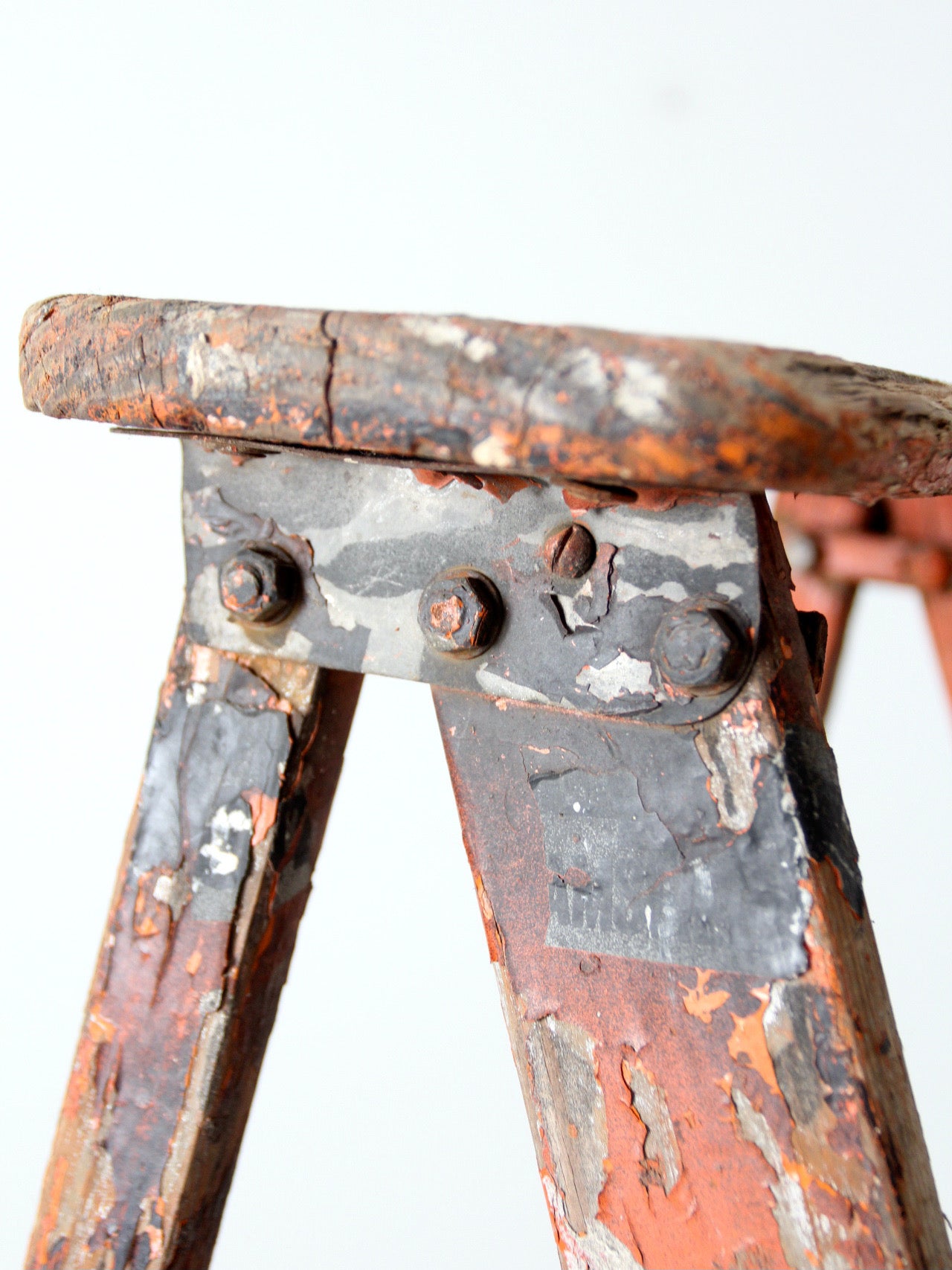 antique painter's wooden folding ladder