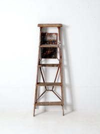 antique painter's wooden folding ladder