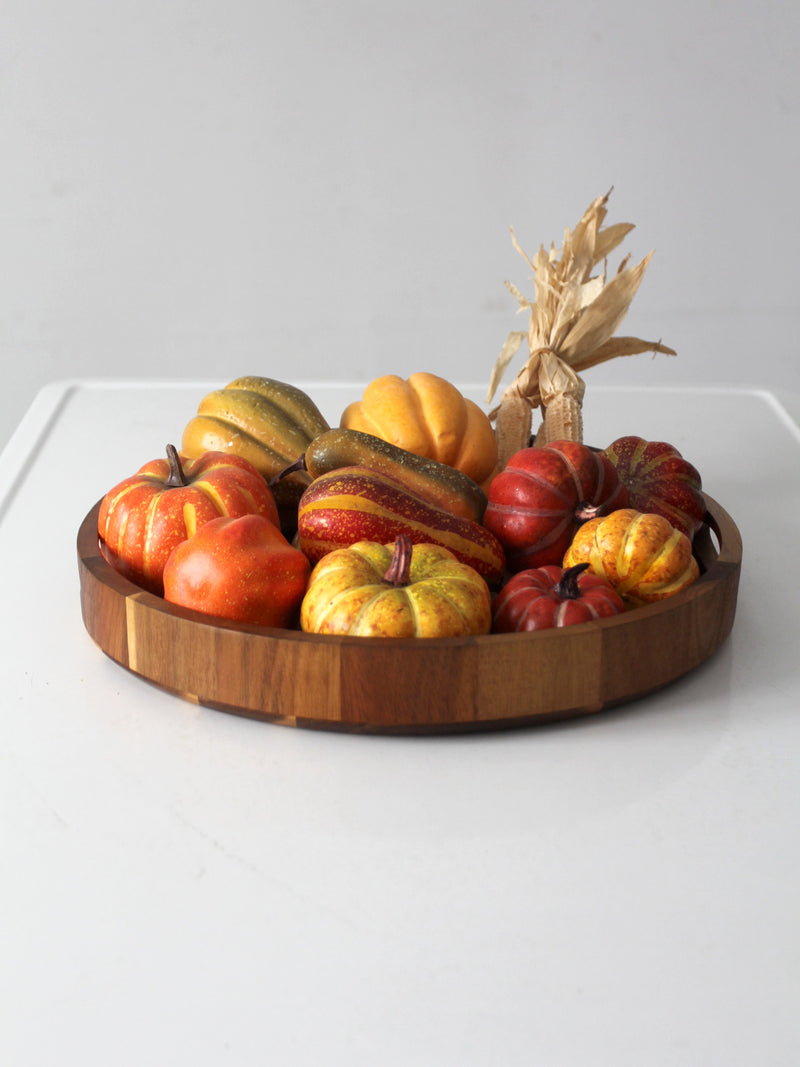 vintage round wood serving tray