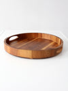 vintage round wood serving tray