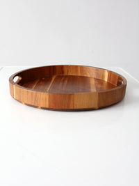 vintage round wood serving tray