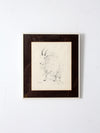 vintage framed mountain goat drawing