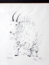 vintage framed mountain goat drawing
