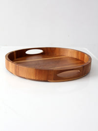 vintage round wood serving tray