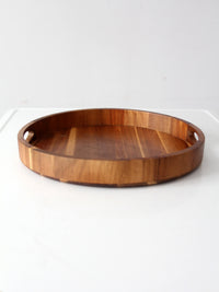 vintage round wood serving tray