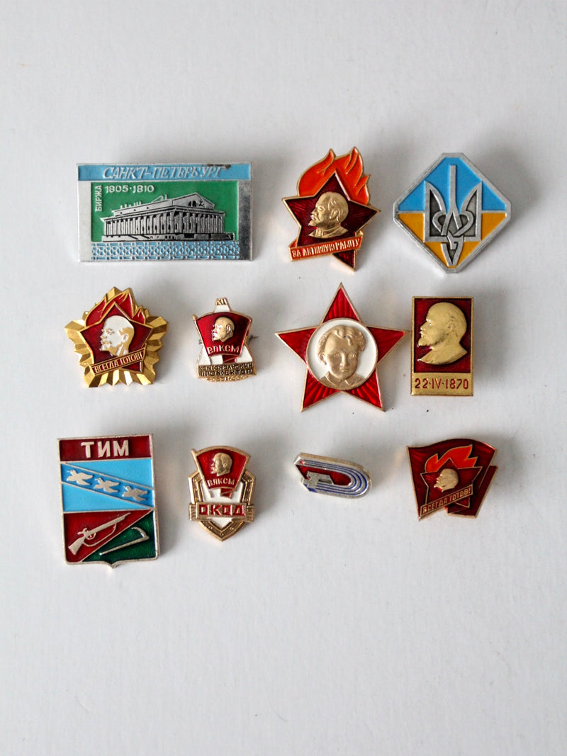 vintage Soviet Russian pins collection