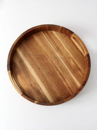 vintage round wood serving tray