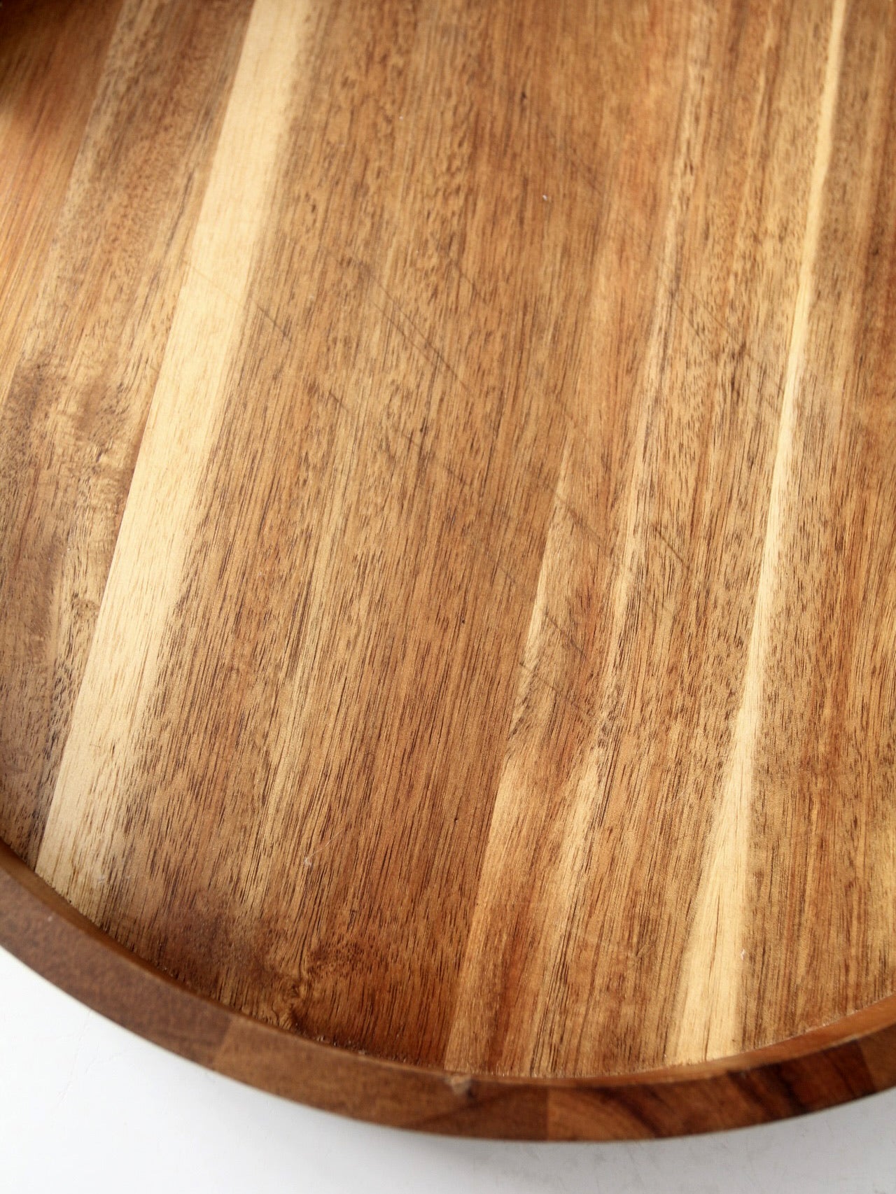 vintage round wood serving tray