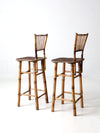 mid-century bamboo bar stools pair