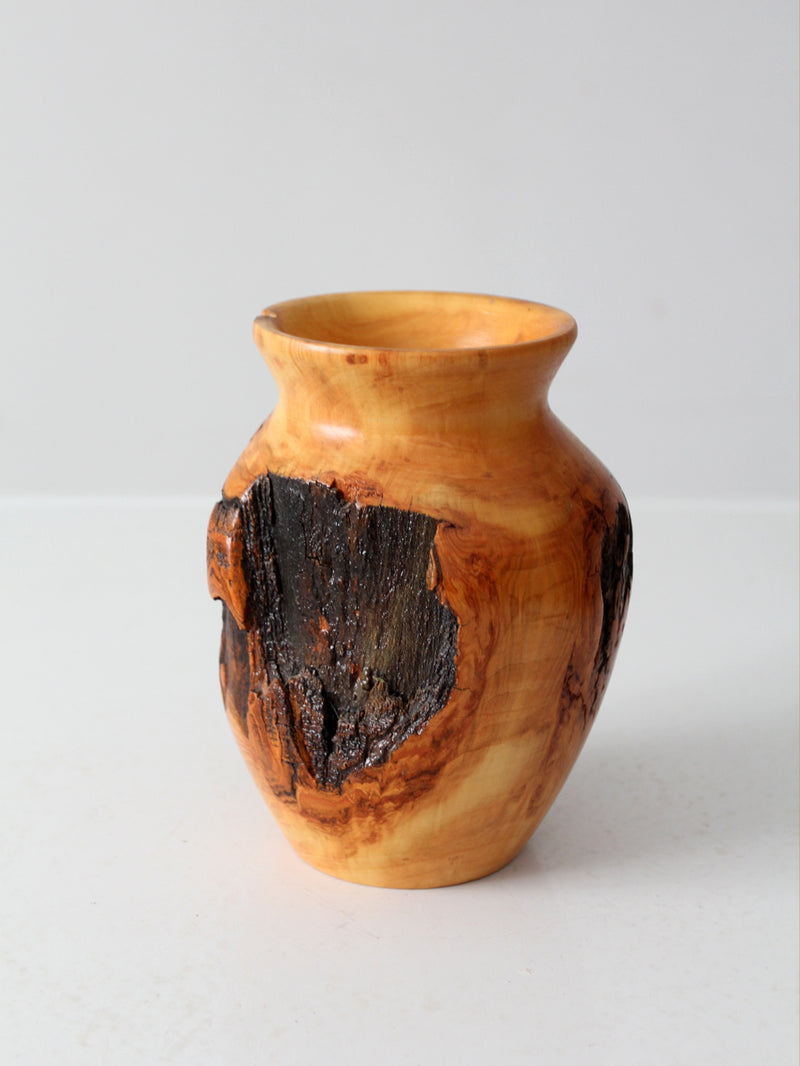 vintage burl wood vase