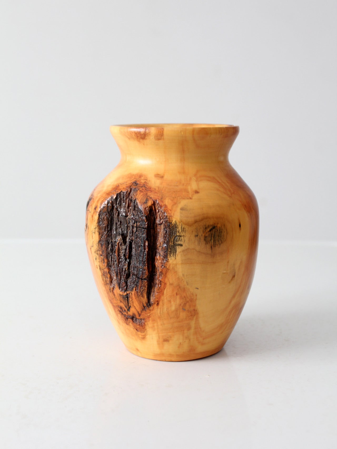 vintage burl wood vase