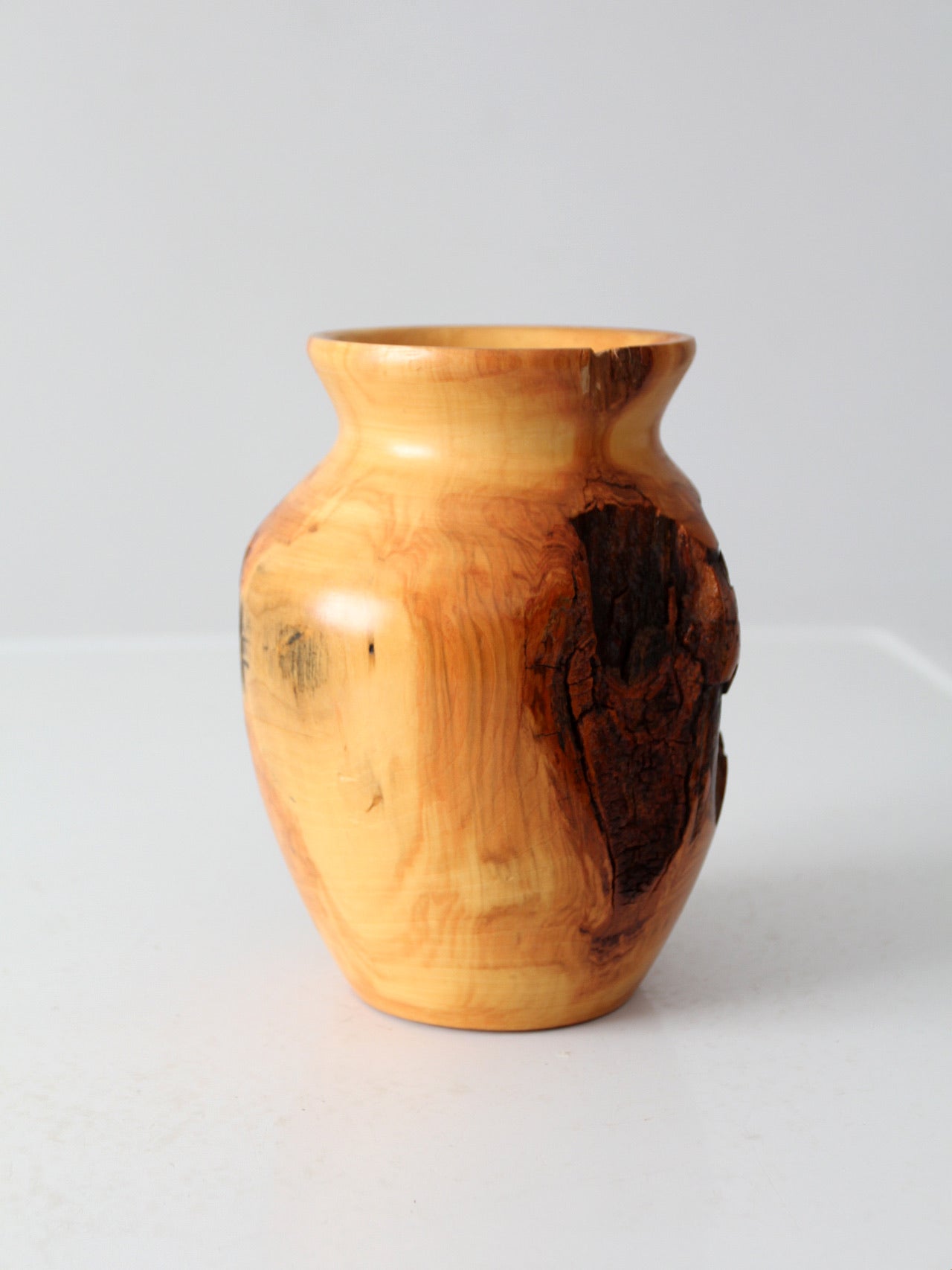 vintage burl wood vase