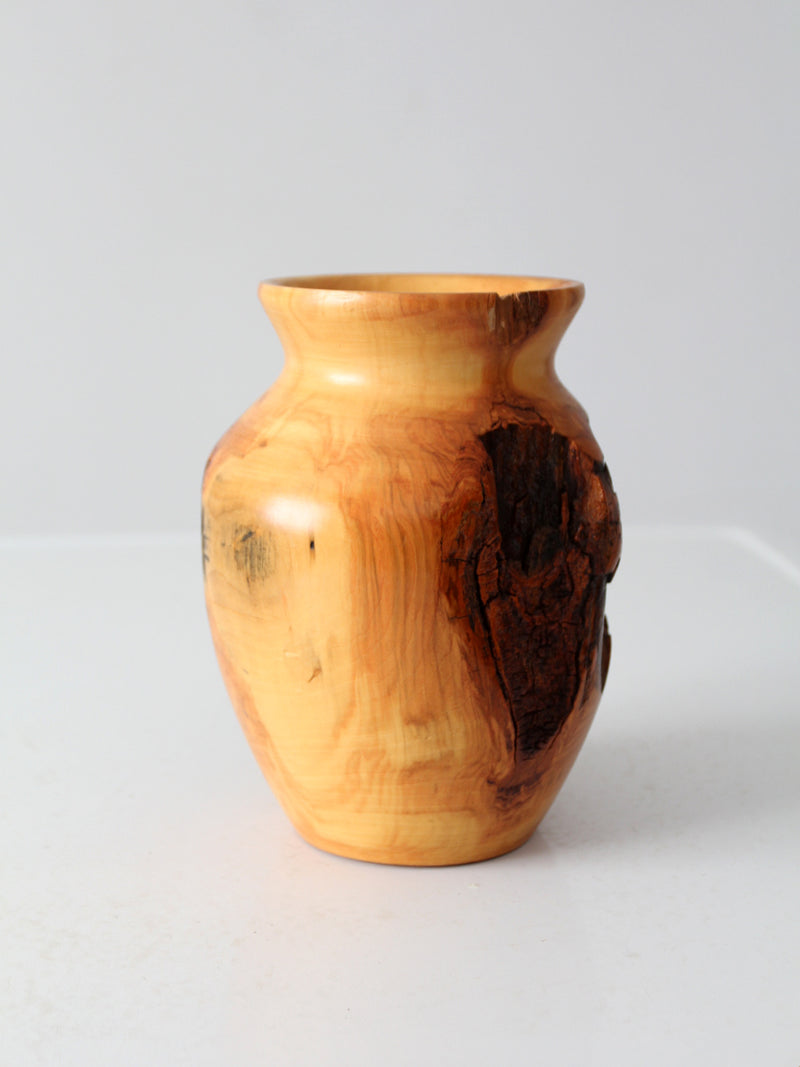 vintage burl wood vase