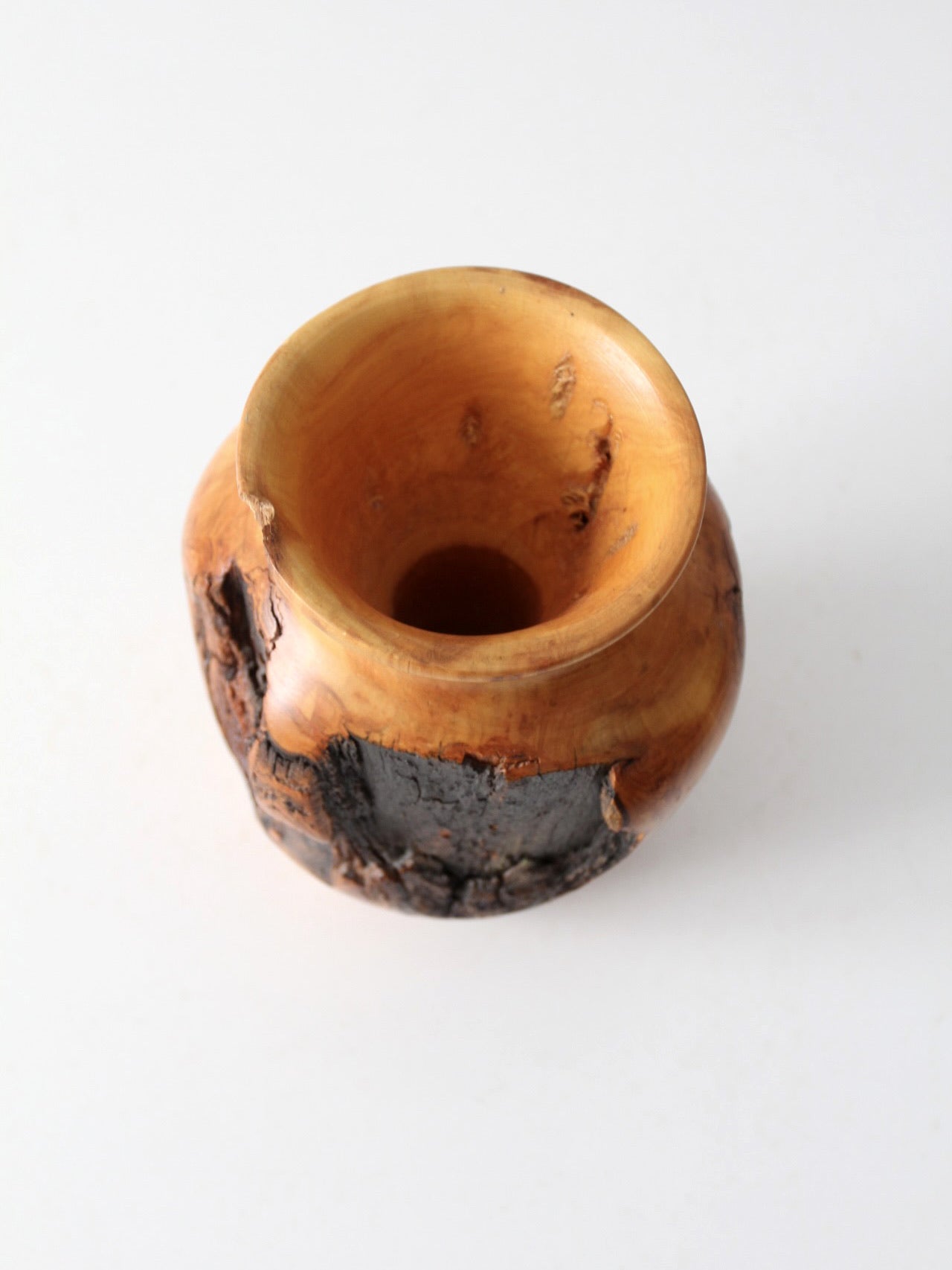 vintage burl wood vase